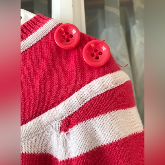 Gymboree size 5-6 yrs reddish pink striped sweater - 2 buttons on one shoulder. - Picture 3 of 5